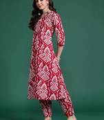 Women Ethnic Motifs Printed Regular  Cotton Kurta with Trousers