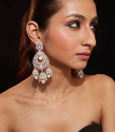 Silver plated white pearl dangler earrings