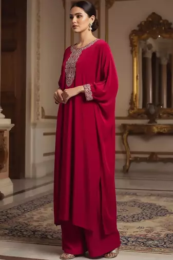 Women Ethnic Motifs Embroidered Regular Thread Work Kurta with Palazzos
