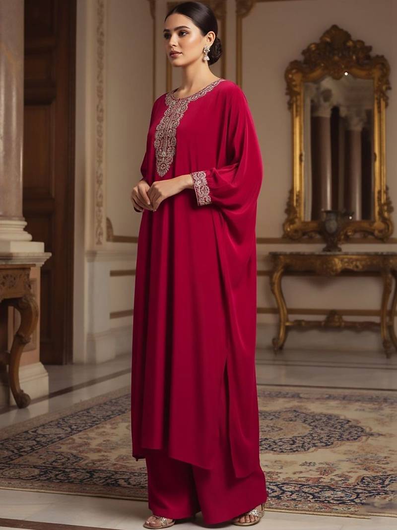 Women Ethnic Motifs Embroidered Regular Thread Work Kurta with Palazzos