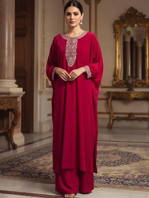 Women Ethnic Motifs Embroidered Regular Thread Work Kurta with Palazzos 3