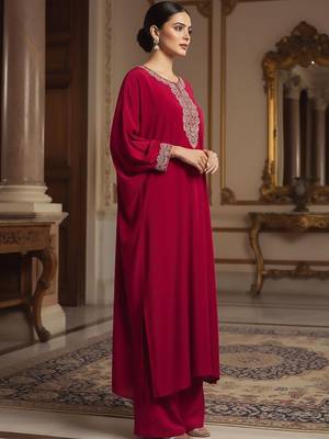 Women Ethnic Motifs Embroidered Regular Thread Work Kurta with Palazzos 4