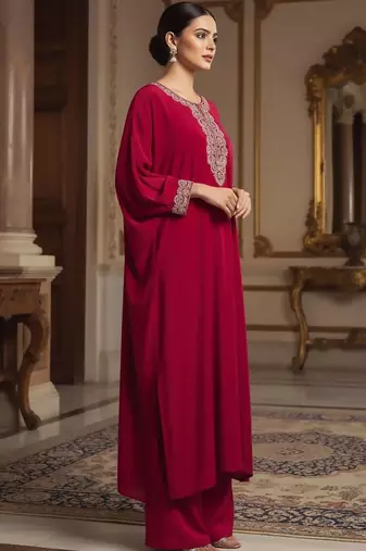 Women Ethnic Motifs Embroidered Regular Thread Work Kurta with Palazzos