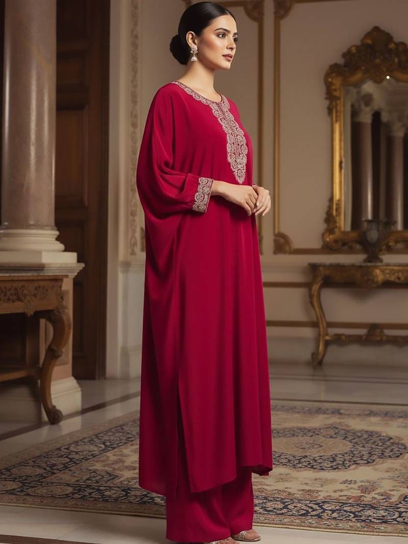 Women Ethnic Motifs Embroidered Regular Thread Work Kurta with Palazzos