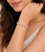 18k rose gold plated double row cz tennis bracelet