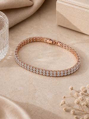 18k rose gold plated double row cz tennis bracelet 2