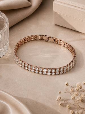 18k rose gold plated double row cz tennis bracelet 3