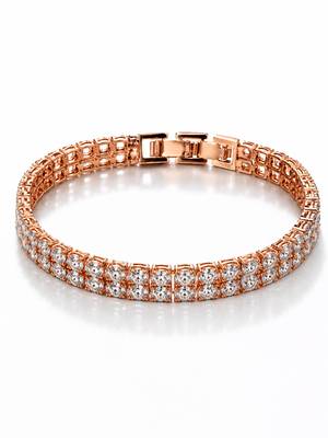 18k rose gold plated double row cz tennis bracelet 4