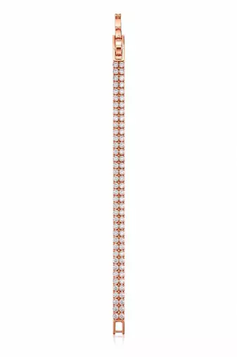 18k rose gold plated double row cz tennis bracelet