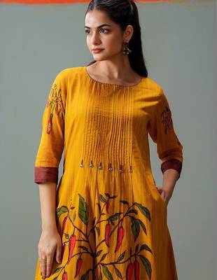 Women Printed Panelled Kurta with Trousers 4