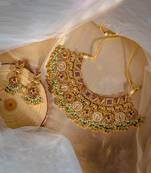 Gold plated multicolor bridal choker set