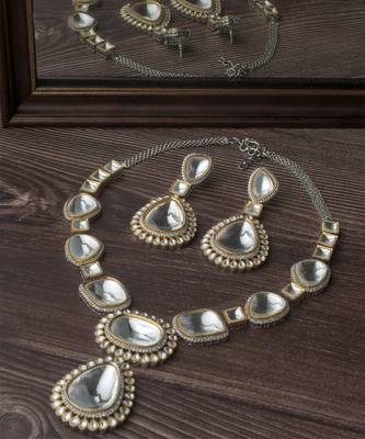 Silver plated mirror polished necklace set 1