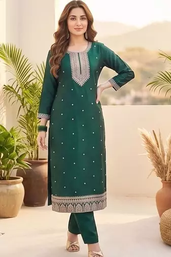 Women Ethnic Motifs Embroidered Regular Thread Work Kurta with Trousers & With Dupatta