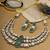 Silver plated emerald green stones kundan necklace set