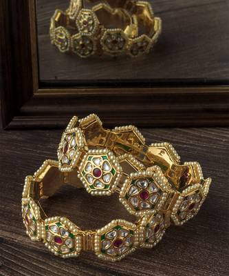 Gold plated multicolor stones bangles 1
