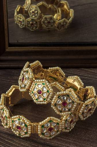 Gold plated multicolor stones bangles
