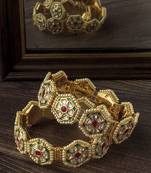 Gold plated multicolor stones bangles