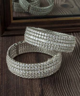 Silver plated zircon stones bangles 1