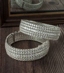 Silver plated zircon stones bangles