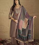 Ethnic Motifs Yoke Design V-Neck Straight Kurta With Palazzos & Dupatta