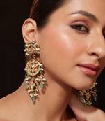 Gold plated multicolor chandbali drop earrings