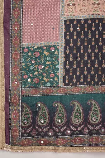 Ethnic Motifs Yoke Design V-Neck Straight Kurta With Palazzos & Dupatta