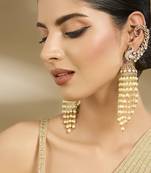 Gold plated polki pearl drop jhumkas
