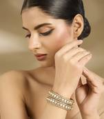 Gold plated white stones polki bangles