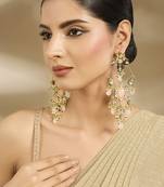 Gold plated baby pink stones chandbali earrings