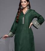 Embroidered Thread Work Republic Day Kurta with Trousers