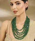 Gold plated green stones layered necklace