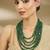 Gold plated green stones layered necklace