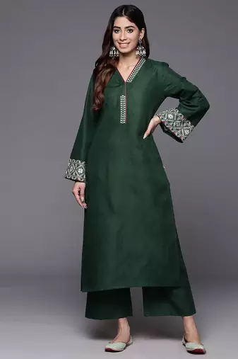 Embroidered Thread Work Republic Day Kurta with Trousers