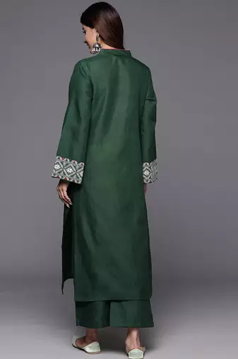 Embroidered Thread Work Republic Day Kurta with Trousers