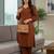 Women Striped Regular Silk Crepe Kurta with Trousers