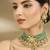 Gold plated mint green beaded choker set