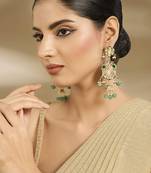 Gold plated mint green polki danglers