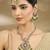 Gold plated green polki pendant necklace set