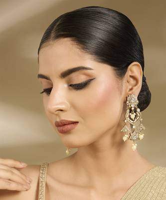 Gold plated lotus drop earrings 1