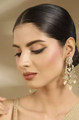Gold plated lotus drop earrings