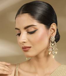 Gold plated lotus drop earrings