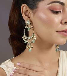 Gold plated mint green hoop earrings