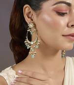 Gold plated mint green hoop earrings