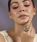 Gold plated multicolor stones floral rings