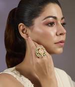 Gold plated baby pink green stone ring