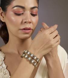 Gold plated polki stones bangles