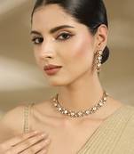 Gold plated white stones kundan choker set
