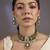 Silver plated green beaded collar choker set