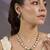 Gold plated green stone pendant necklace set