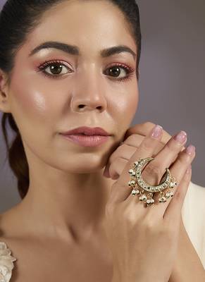 Gold plated green stones rings 1